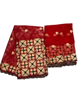 

African Bazin Riche Getzner Lace Fabric New Design Embroidered High Quality French Tulle Lace With Guipure Lace Fabric KY33