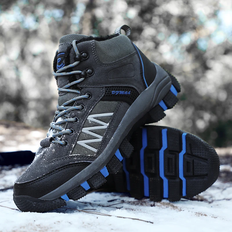 

Men Boots Winter With Fur keep Warm Snow Boots outdoor Men Winter Boots Men lace up Footwear Fashion Rubber Ankle Shoes L4