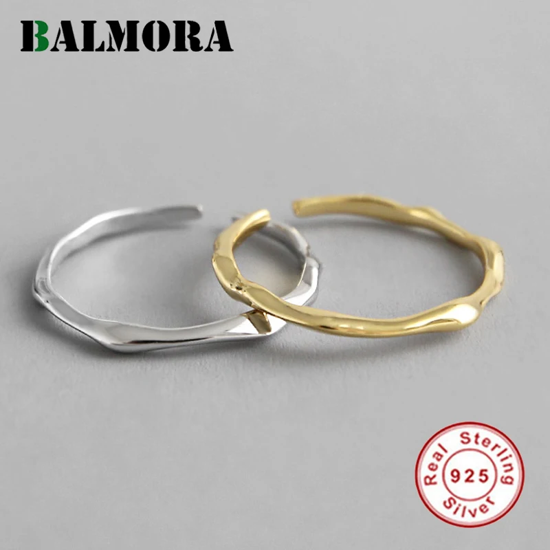 

BALMORA 1 Piece 925 Sterling Silver Simple Irregular Open Joints Rings for Women Lover Midi Knuckle Ring Jewelry Anillos JWZR140