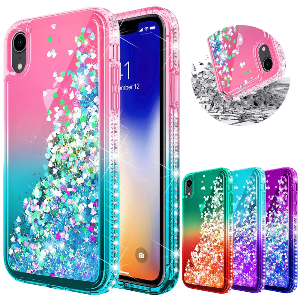 Чехол для iPhone X XR XS Max роскошный чехол с жидкостью и сыпучим песком Блестящий