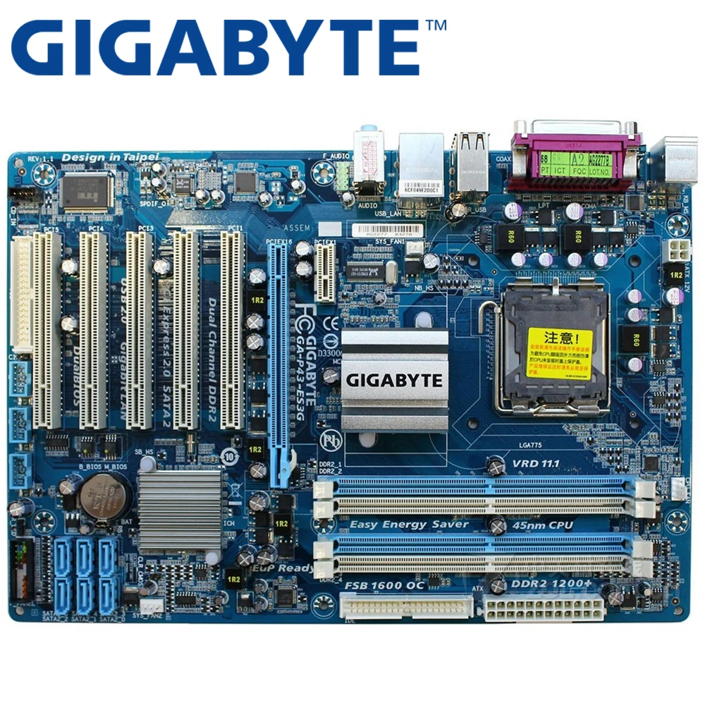 Материнская плата GIGABYTE GA-P43-ES3G для настольных ПК P43 с разъемом LGA 775 для Core 2 Pentium D DDR2 16G ATX оригинальная P43-ES3G материнская плата