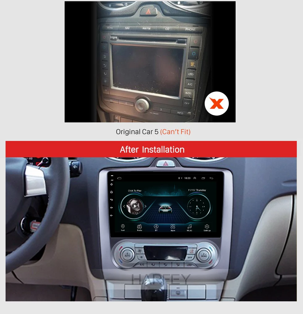 Clearance Harfey 9" HD Touchscrren Android 8.1 for Ford 2004-2011 Focus Exi AT Radio with GPS Navigation WIFI Bluetooth multimedia player 3