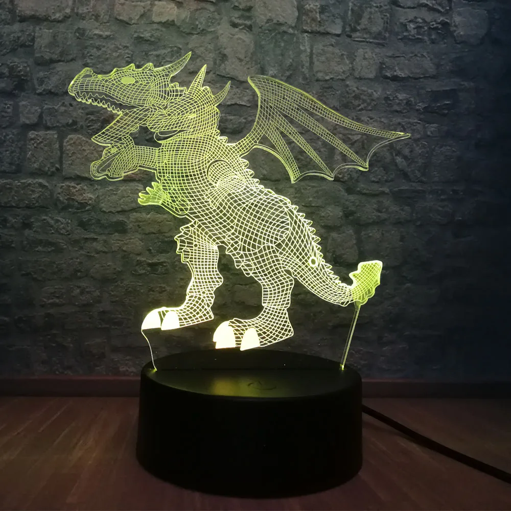 3D ночной Светильник динозавр Парк Юрского периода 7 цветов меняющий RGB светильник