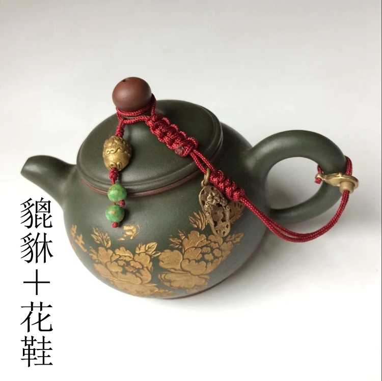 Античный латунный Diy высококачественный чайник с крышкой веревка чайный чайник для чайной церемонии чашка завязывается