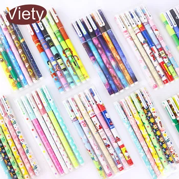 

6 Pcs/Lot Colorful and Black Cute cartoon student gel pen cute pens material canetas escolar stationery papelaria