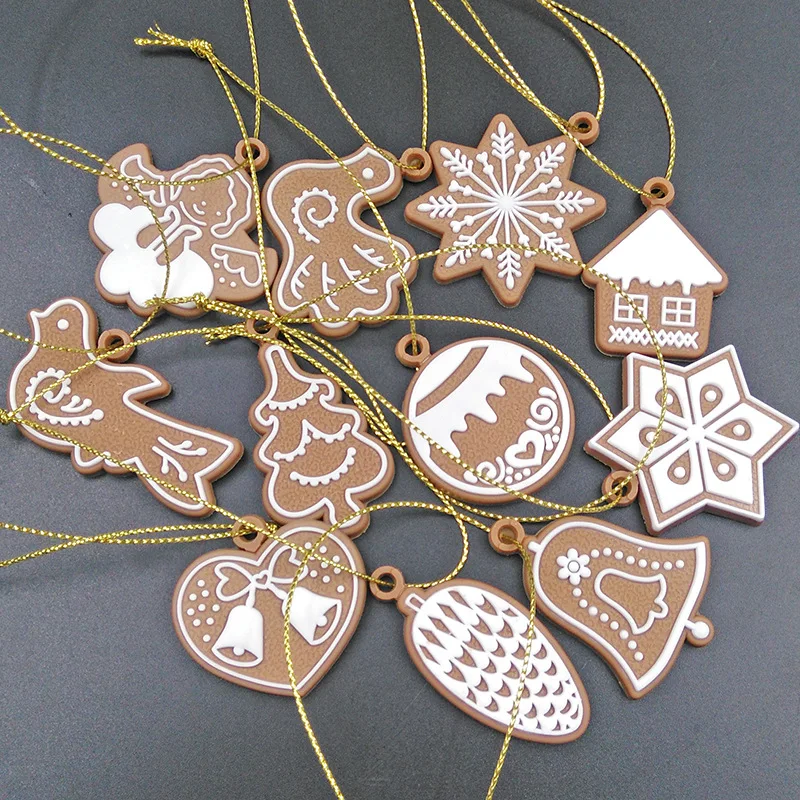 11pcs/set Unique Polymer Clay Snowflake Bell Angel Pendant Drop Ornaments for Chrismas Tree Decorations Home Party Decor Noel | Дом и сад