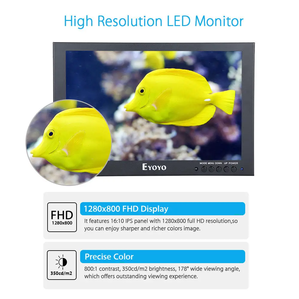Eyoyo 10 светодио дный &quotips LED Full 800x1280 сенсорный экран мониторы с BNC VGA AV HD видео вход