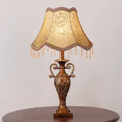 Европейский Романтический ткань маленькие настольные лампы Винтаж Смола Резные E27 светодиодный приглушить Ночники для ночной и узкий стол