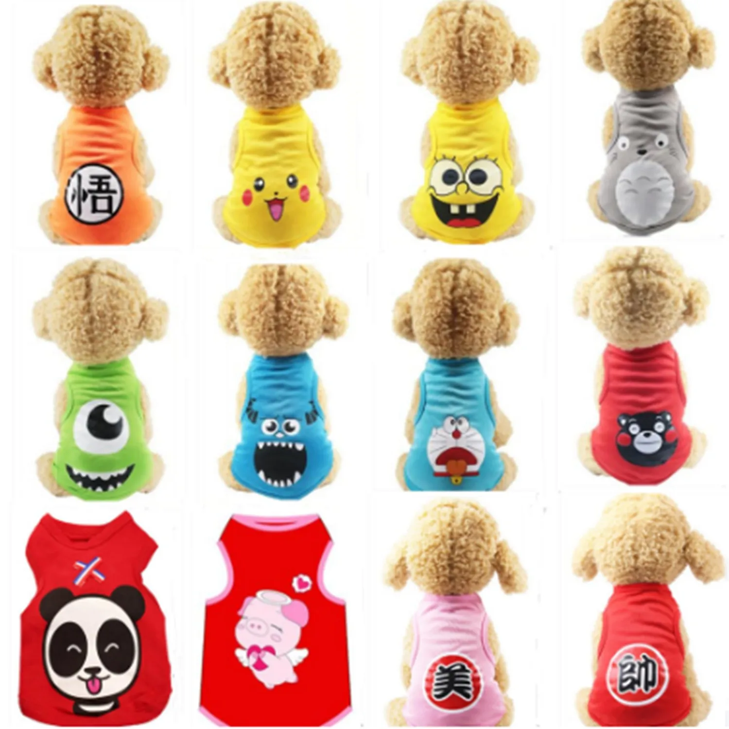 

Dog tshirt Soft Puppy Dogs Clothes Cute Pet Dog Clothes Cartoon Pet Clothing Summer Shirt Casual Vests For Small Pets Cat Tshirt