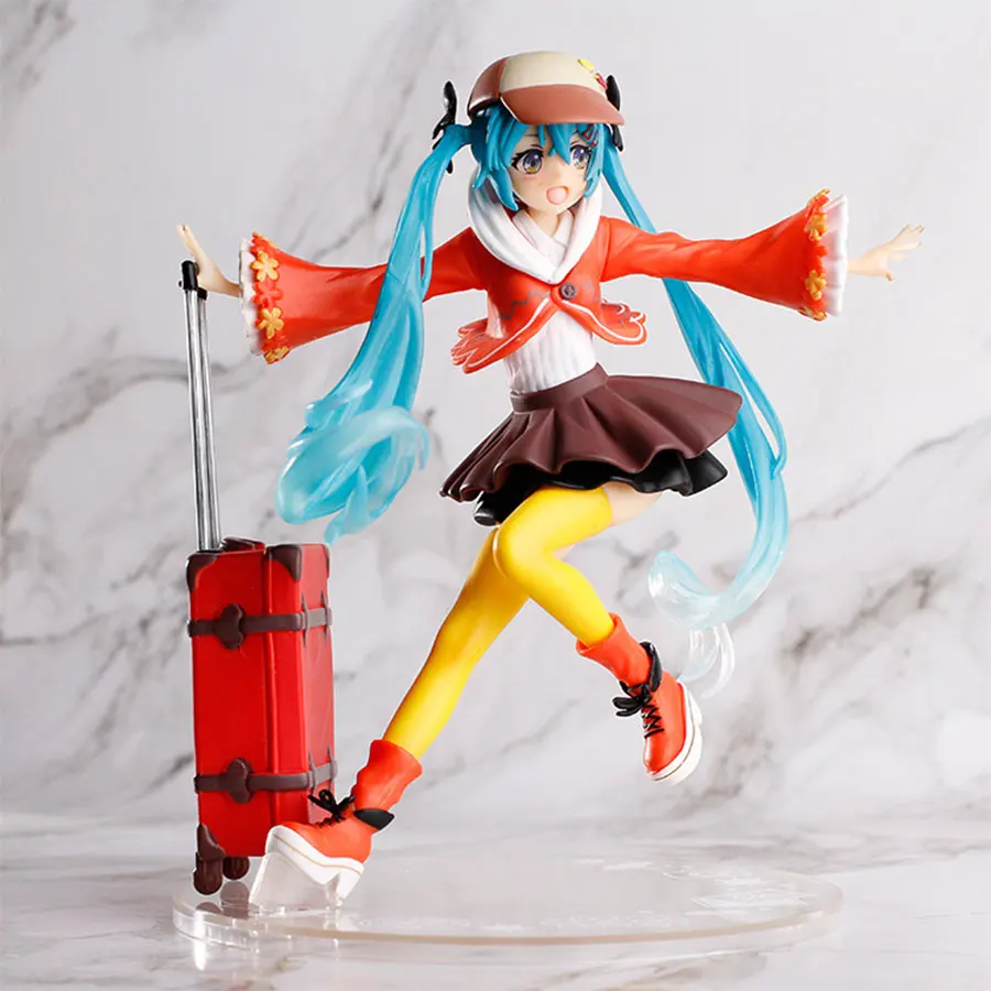 17 см осенняя одежда idol Hatsune Miku чемодан для багажа ПВХ фигурку Милая модель девочки