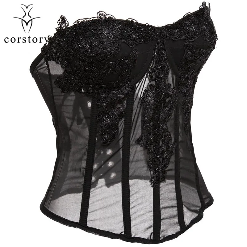 Corstory Pink Floral Applique Push Up Corset & Bustier Lace Overbust Waist Trainer Sexy Chiffon Lingerie Gothic Steampunk Shaper Corstory Pink Floral Applique Push Up Corset & Bustier Lace Overbust Waist Trainer Sexy Chiffon Lingerie Gothic Steampunk Shaper