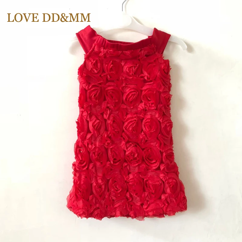 LOVE DD& MM/Новая летняя детская одежда для девочек; платья с лепестками роз без рукавов; красивый костюм принцессы; платье