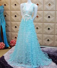 Custom Made 2015 New Beading Sequins A-line V-neck Backless Evening Dresses Pregnant Lebanon hijab Long Dress Caftan Dubai XE28