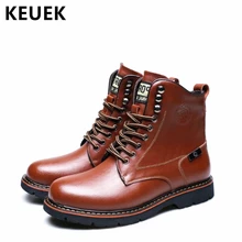 Осенне-зимние мужские ботинки; ботильоны на шнуровке; рабочие ботинки из натуральной кожи; уличные мотоциклетные ботинки; мужские зимние ботинки; 02A