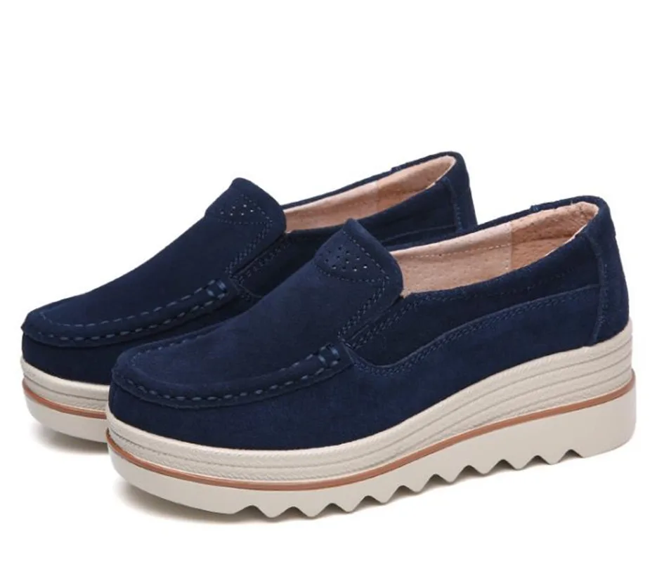 Plus En Pu Top Casual red blue Sneakers Black Cuir Respirant Mocassins forme apricot Wedge Mode Chaussures grey Taille Plate Femmes La Bout Femme Rond Damet Automne xr0wIUY0qF