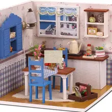 Кукольный дом деревянный кукольные домики миниатюрный кукольный домик игрушки с мебелью светодиодный свет подарок на день рождения Ресторан модель M005