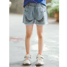 Джинсовые шорты для девочек, летние короткие штаны с героями мультфильмов повседневные стильные детские штаны для девочек Одежда для девочек-подростков 6, 8, 10, 12, 14 лет