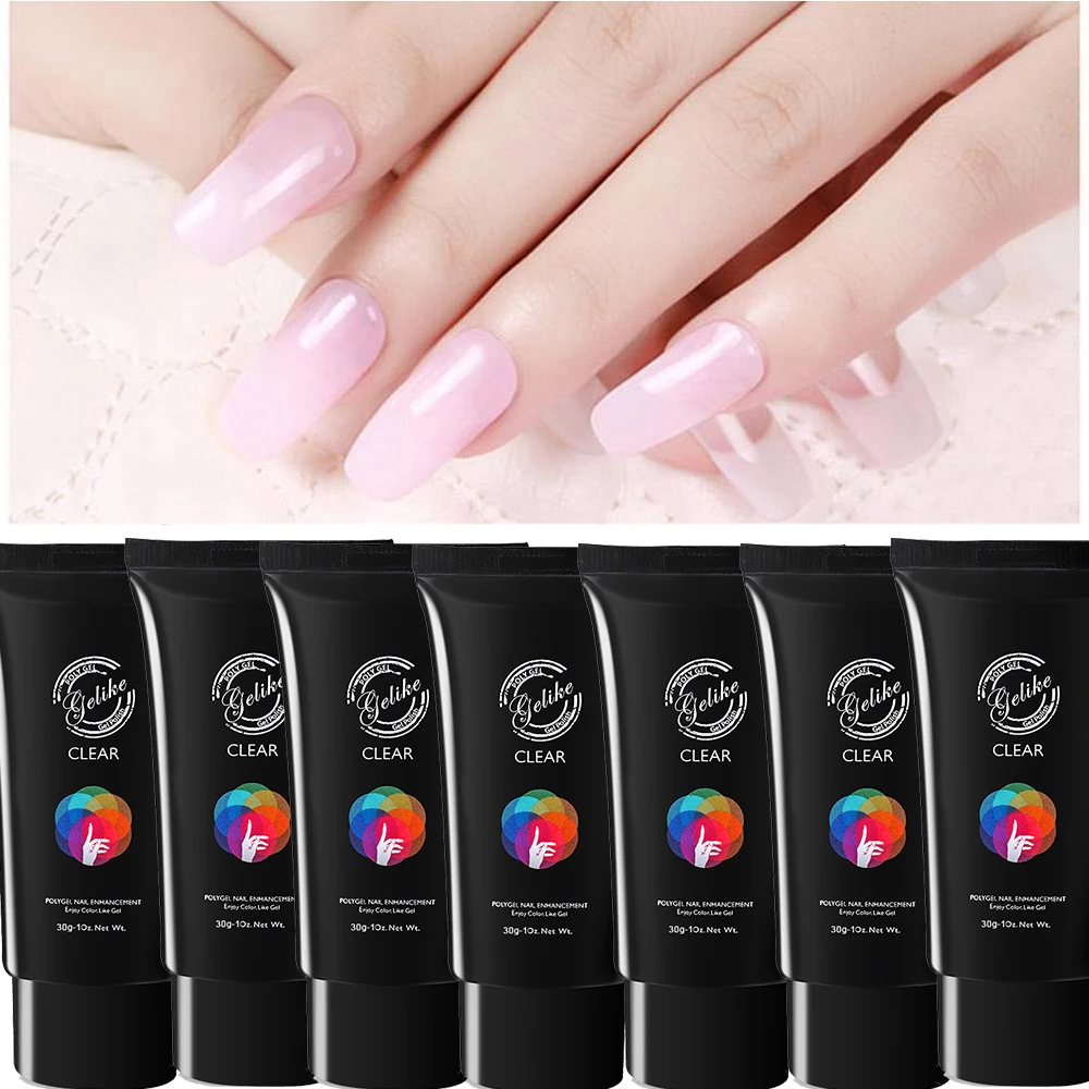 

Gelike 60g Polygel Nail Poly Gel 6 Colors Crystal UV LED Builder Gel Tips Enhancement Slip Solution Quick Extension Gel Nail