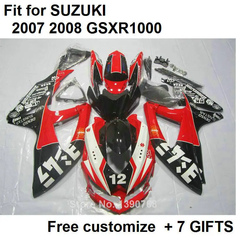 

Motorcycle plastic fairing kit for Suzuki GSXR1000 07 08 red black fairings set GSXR1000 2007 2008 BL40