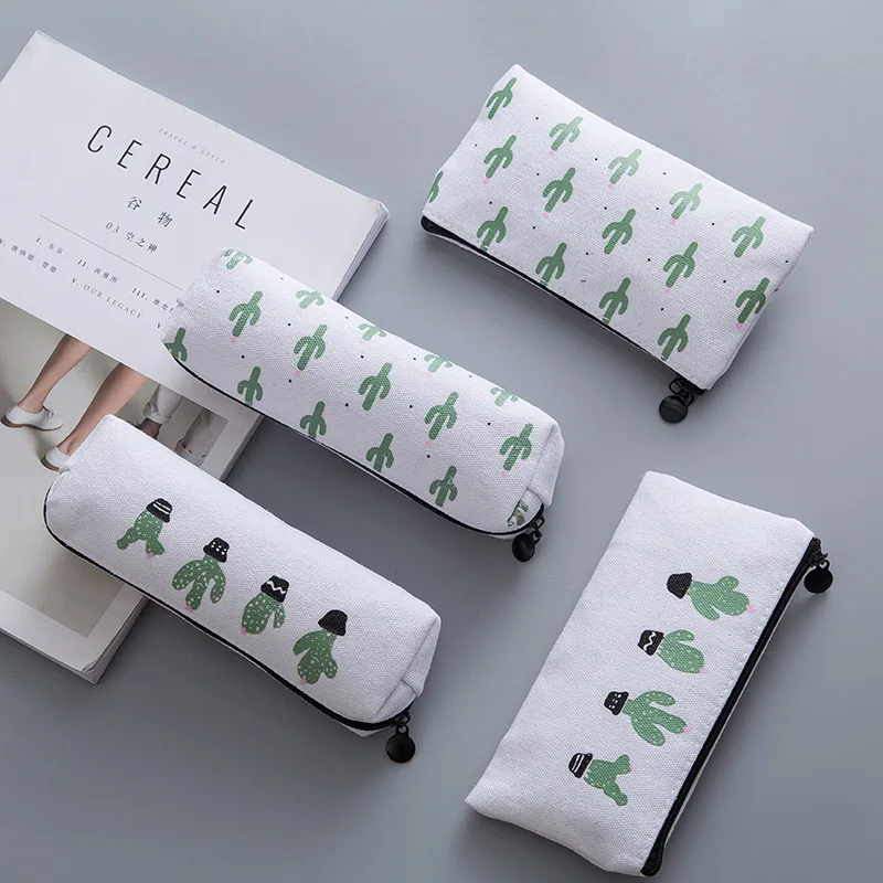 

Novelty Cactus Canvas Pencil Case Stationery Kids School Pencil Cases Boys&Girls Pencil Case For School Supplies