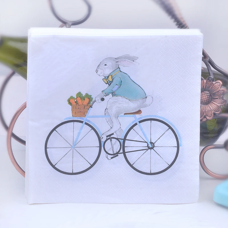 

Decoupage wedding serviettes paper napkins elegant tissue cute bunny bike birthday beautiful handkerchief party towel decor 20