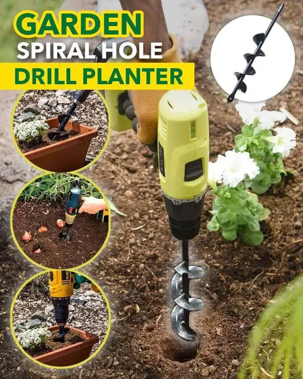 

Garden Auger Spiral Drill Bit Roto Flower Planter Bulb HEX Shaft Drill Auger Yard Gardening Bedding Planting Hole Digger Tool