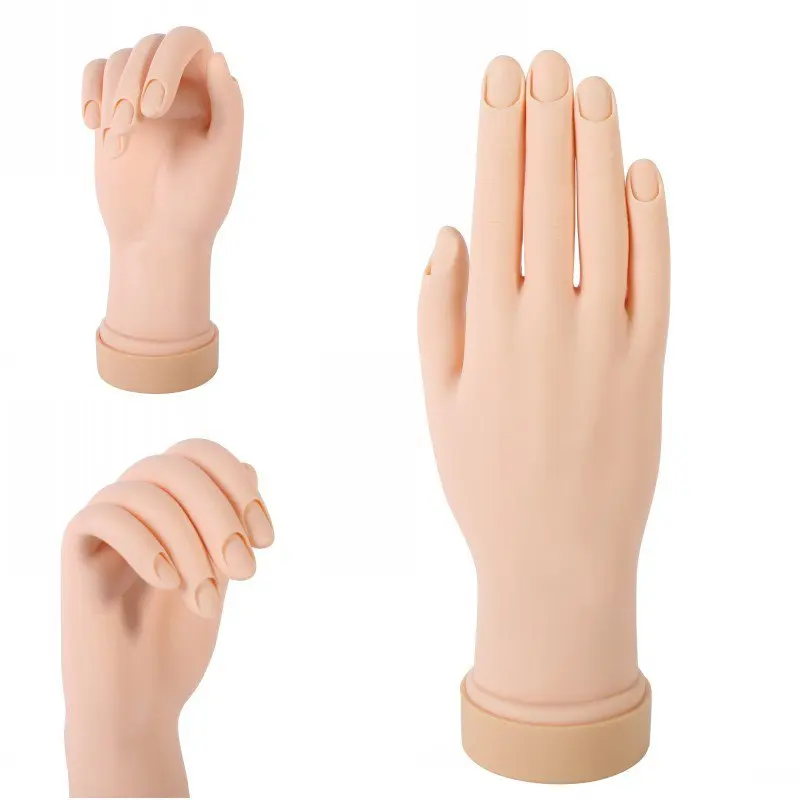 

Nail Practice Hand Model Flexible Movable Soft False Fake Hands for Nail Art Training Display Model Manicure Tool