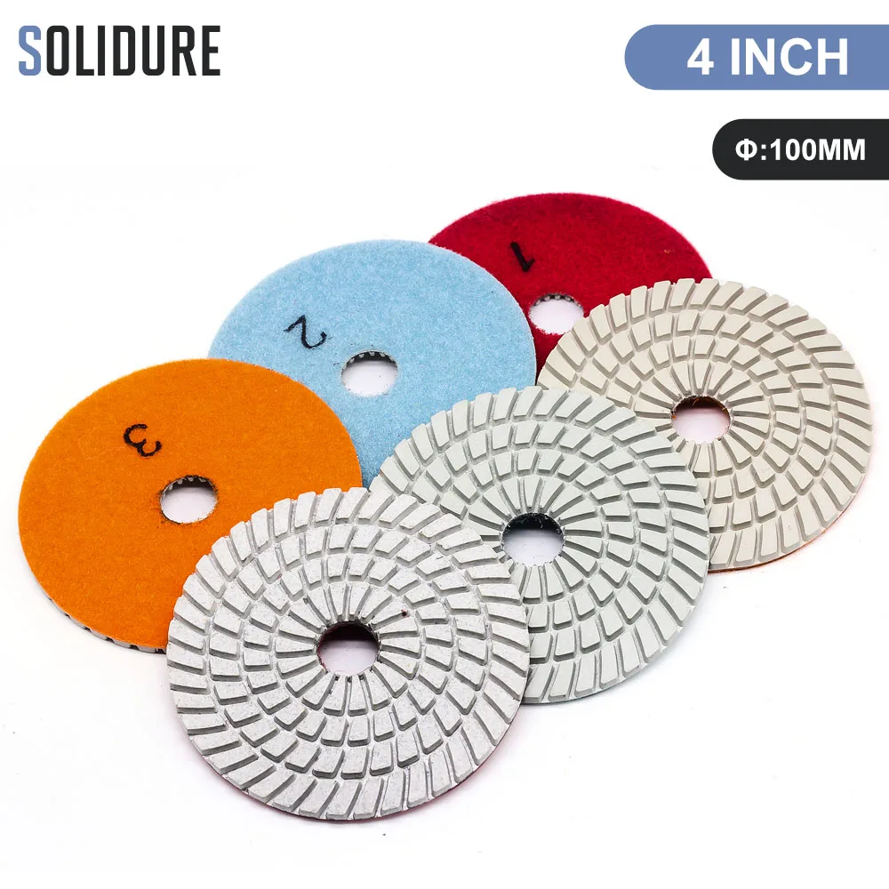 3pcs/set 100mm 4 Inch Wet Diamond 3 Step Polishing Pads For Granite
