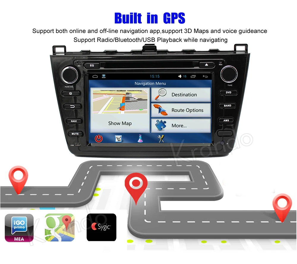 Top Krando 8" Android 9.0 car audio radio gps dvd navigation multimedia system for Mazda 6 2008-2012 player WIFI 3G DAB+ 2