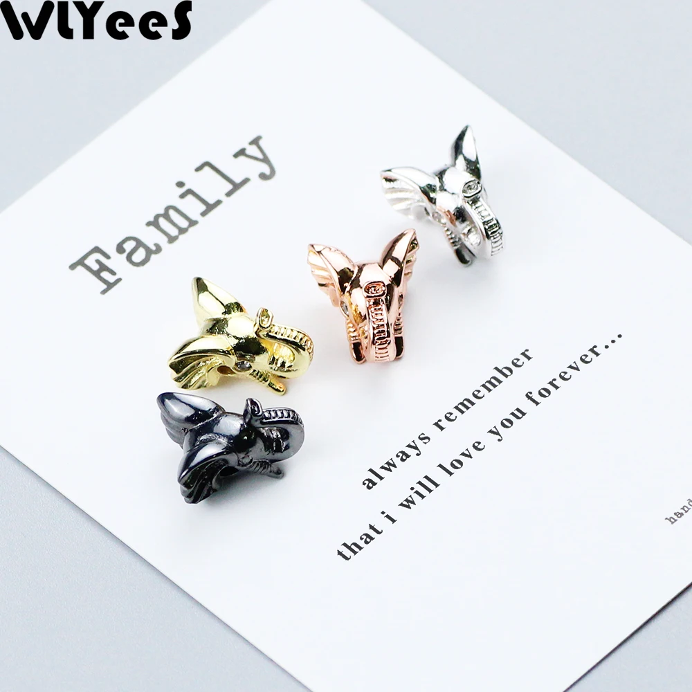 

WLYeeS 4pcs White Zircon Elephant head Charms Copper beads Micro-Inlay Crystal metal Loose beads for Jewelry making DIY bracelet