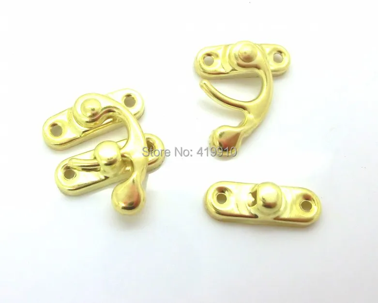 

Free Shipping-50 Sets Metal Hook Box Latches Clasp Box Lock Purse Lock Golden 4 Holes 2.6cm x 2.3cm 2.3cm x 0.8cm J1303