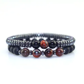 

Men Minimalist style Hematite Trendy Charm Bracelet Tiger eye Handmade Beaded Bracelet&Bangles For Pulseira Masculina 10pcs/lot