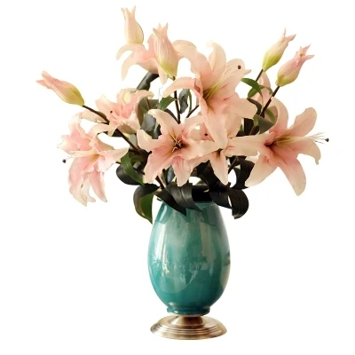 

Feel Moisturizing Lily Simulation Bouquet Living Room Decoration Potted Fake Flower