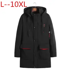 Большие размеры 10XL 8XL 6XL 5XL 4XL ветрозащитная теплая зимняя куртка мужская брендовая одежда длинное плотное пальто Мужская качественная