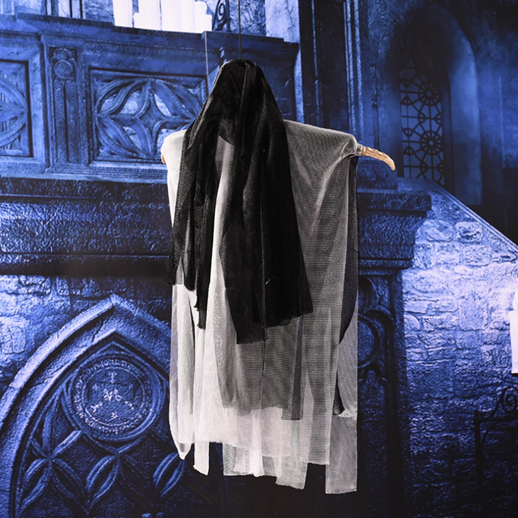 Scary Voice Control Hanging Ghost Witch Animated Halloween Party Indoor Outdoor Decor Haunted House Props
