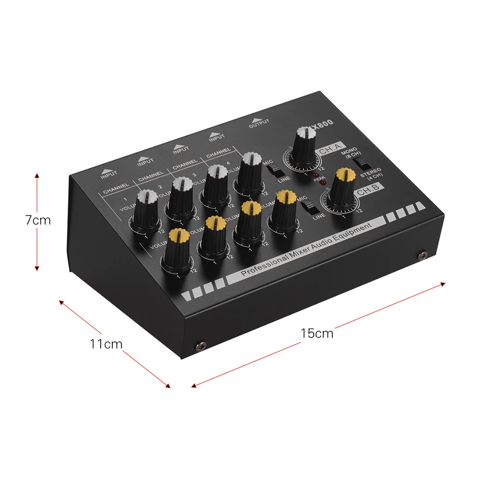 Компактный Размеры 8-Каналы подойдет как для повседневной носки, так/стерео аудио звук линейный микшер микрофон или линейный вход с Мощность адаптер Батарея Питание