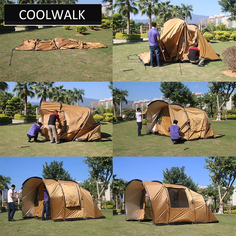 COOLWALK наружная походная палатка 2 спальная комната 2 гостиная трехсезонная палатка вместительная семейная походная палатка 4 человека вечерние туннельные палатки