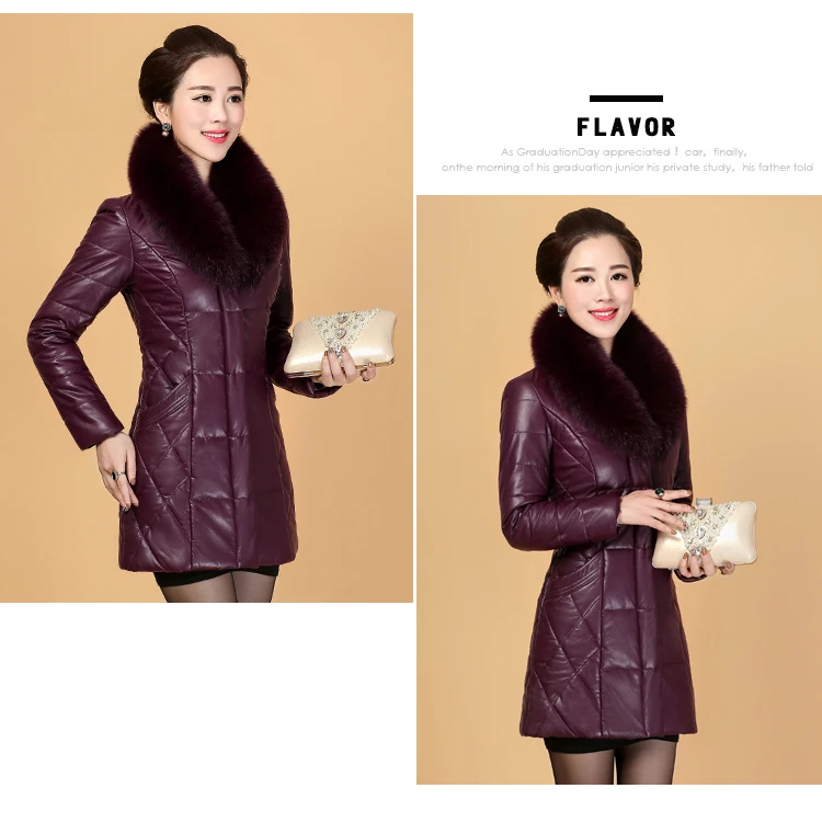 Women Elegant Winter Leather Jacket Long Thick Coat Fur Collar Jackets 2018 Fashion New Women Winter Warm Coat CH746 (14)
