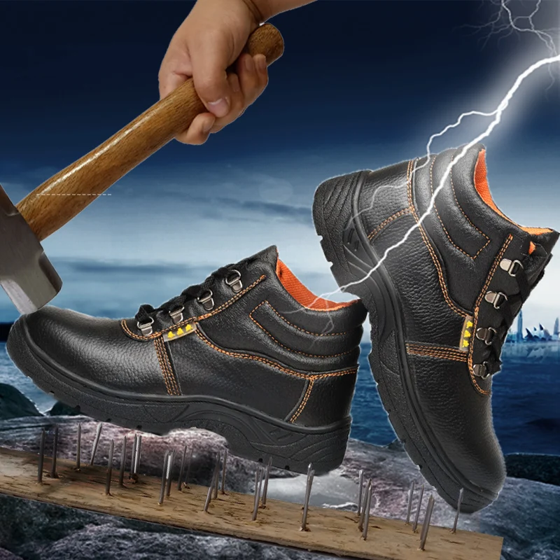 

Men's Work Safety Shoes Steel Toe Cap Boots waterproof Lightweight Breathable Anti-slip Steel Puncture sneakers man New 2019