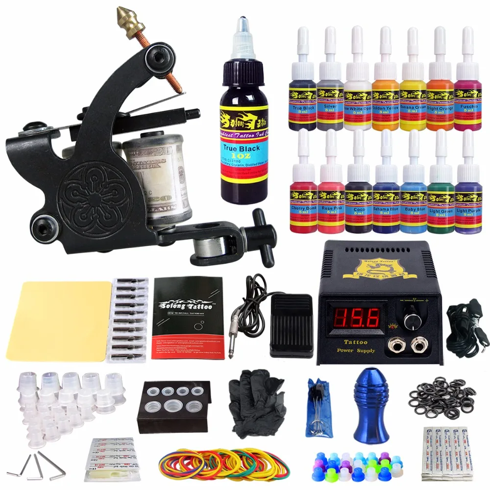 Solong Tattoo Complete Tattoo Kit 1 Pro Coil Machine Guns ...