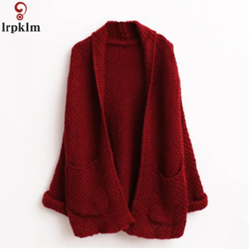 2018 New Women's Sweater Korean Solid Color Knit Cardigan Large Size Shawl Beige Wine Red Coffee LZ832 |