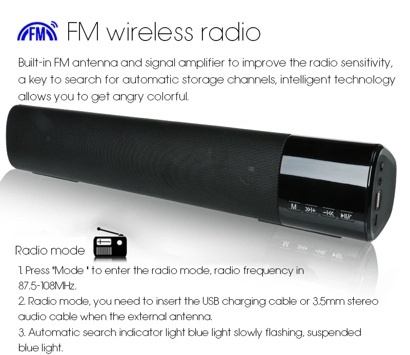 20 Вт Bluetooth динамик бас 10 Вт сабвуфер колоннтв Саундбар hifi звуковая панель Бумбокс USB MP3 Воспроизведение музыки FM радио Бумбокс для xiaomi