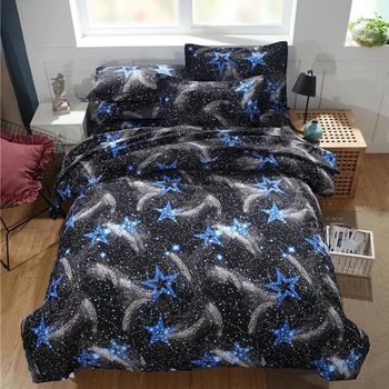 

Classic Home Twill Active Printing And Dyeing Starry Nebula Bed Textile Three-Piece Set Housse De Couette And Pillowce SJJ159