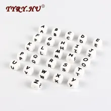 TYRY。胡 200pc おしゃぶりシリコンビーズ BPA 送料 DIY 赤ちゃん名ネックレスおしゃぶりクリップスペーサーアルファベット英語の手紙ビーズ(China)