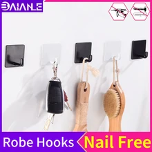 Robe Hook Black Bathroom Hook for Towel Key Bag Hat Storage Rack Decorate Suction Single Clothes Coat Hook Wall Hanger Nail-Free okaros robe hook cloth hook towel rack hook coat hook oil rubbed black bronze wall hanger bathroom product bathroom accessories