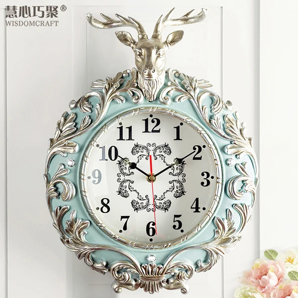 Deer head Wall Clocks Silver  