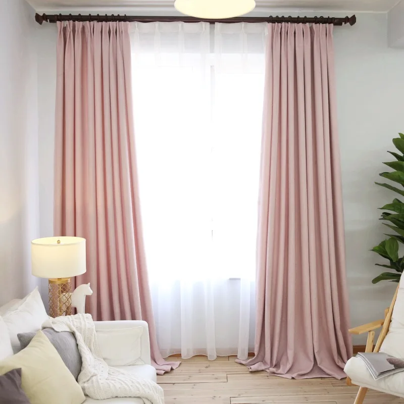 

Nordic Solid Color Curtains Blackout Drapes Modern Minimalist Curtains For Living Room Bedroom Finished Curtains WP199&3