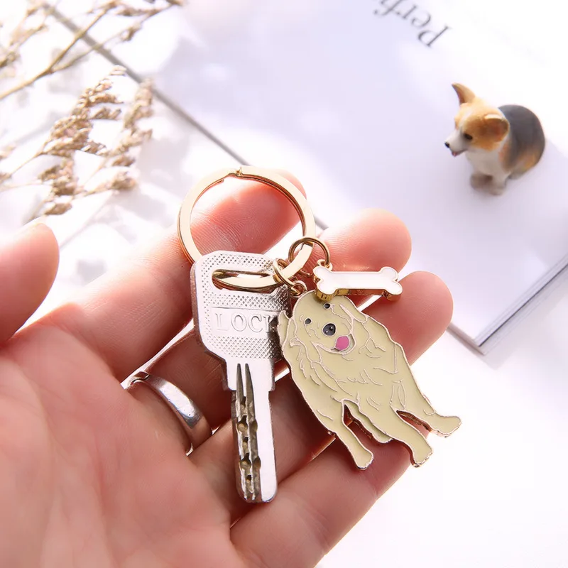 

Gold Silver Retriever Key Chain Painted Pet Dog Bag Car Key Accessories Man Jewelry Gifts for Dog Lovers Hot Sale New Arrive