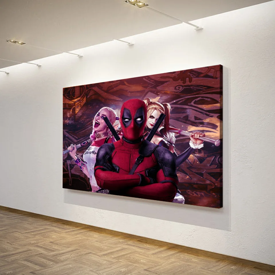 1 Pieces Harley Quinn Deadpool Comic Wall Art Canvas Pictures For