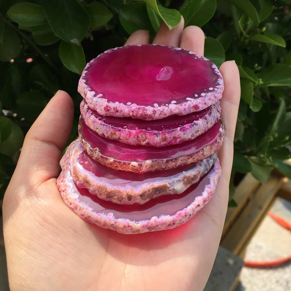 

Beautiful Polished red agate Fossil Crystal Slice Madagascar